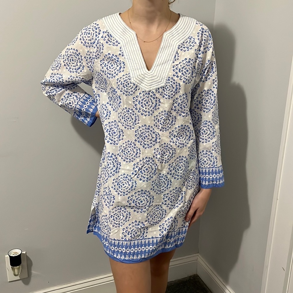 Vineyard Vines Blue and White Patterned Dress